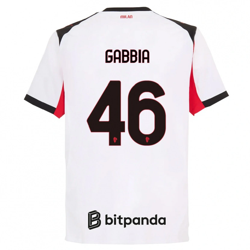 Danxen Niño Camiseta Matteo Gabbia #46 Blanco Negro 2ª Equipación 2025/26 La Camisa