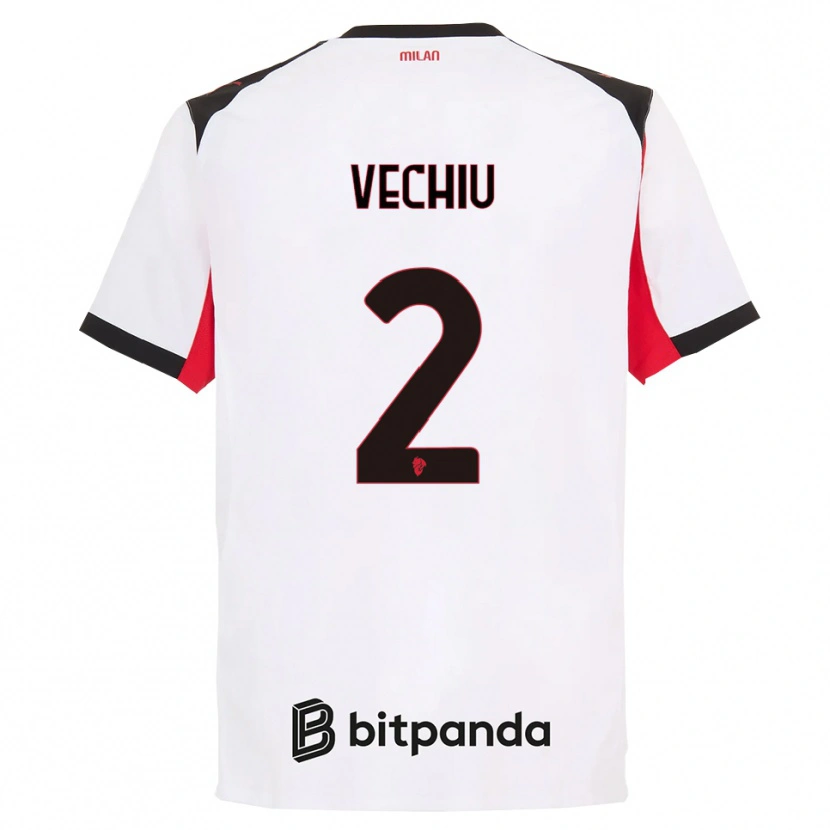 Danxen Niño Camiseta Christian Vechiu #2 Blanco Negro 2ª Equipación 2025/26 La Camisa
