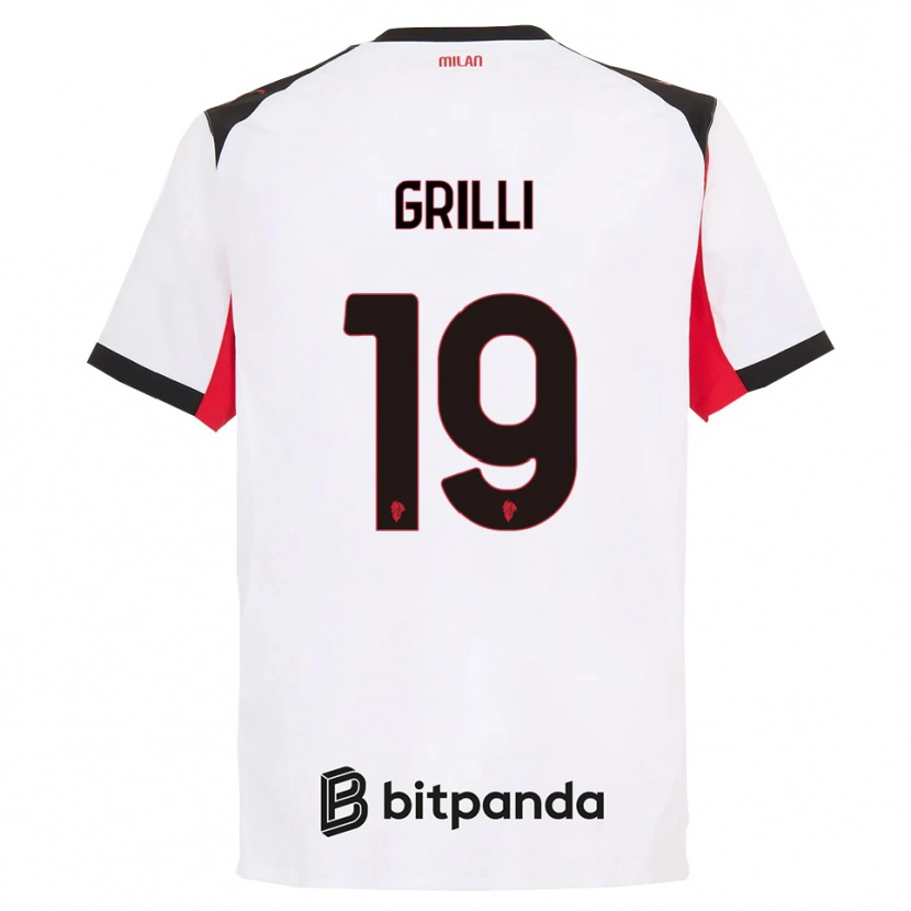 Danxen Niño Camiseta Lorenzo Grilli #19 Blanco Negro 2ª Equipación 2025/26 La Camisa