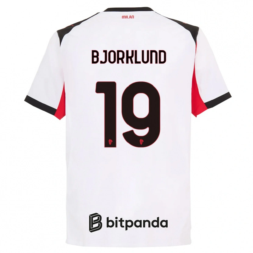 Danxen Niño Camiseta Lukas Bjorklund #19 Blanco Negro 2ª Equipación 2025/26 La Camisa