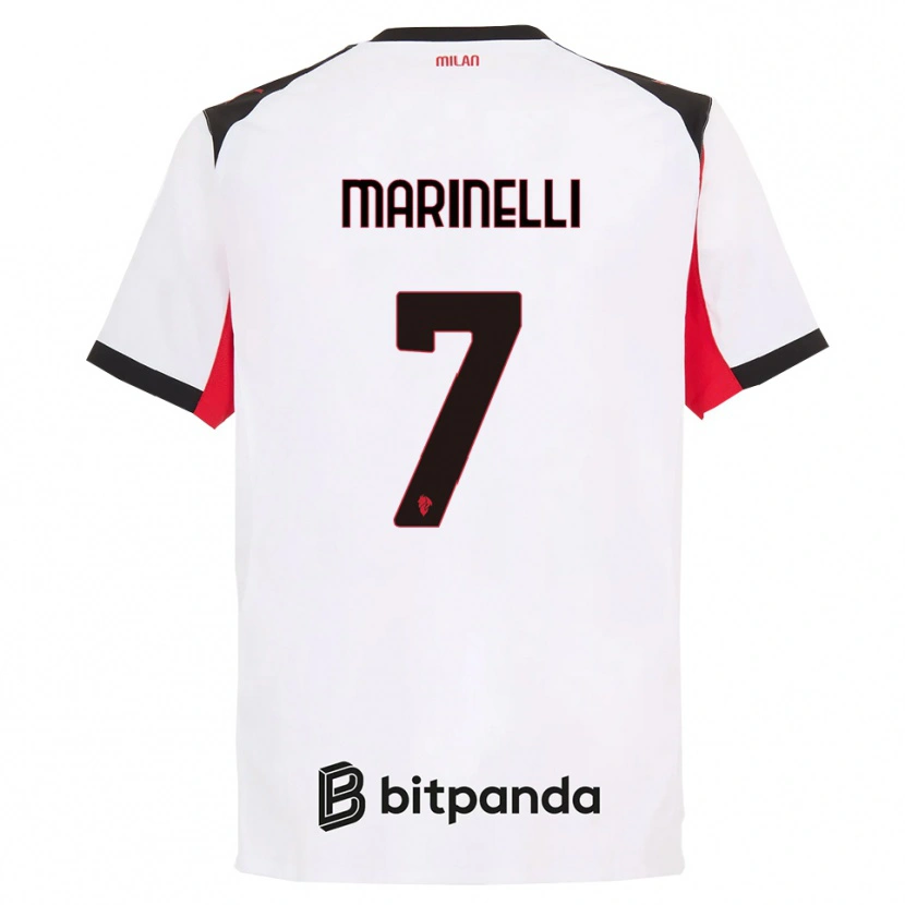 Danxen Niño Camiseta Gloria Marinelli #7 Blanco Negro 2ª Equipación 2025/26 La Camisa