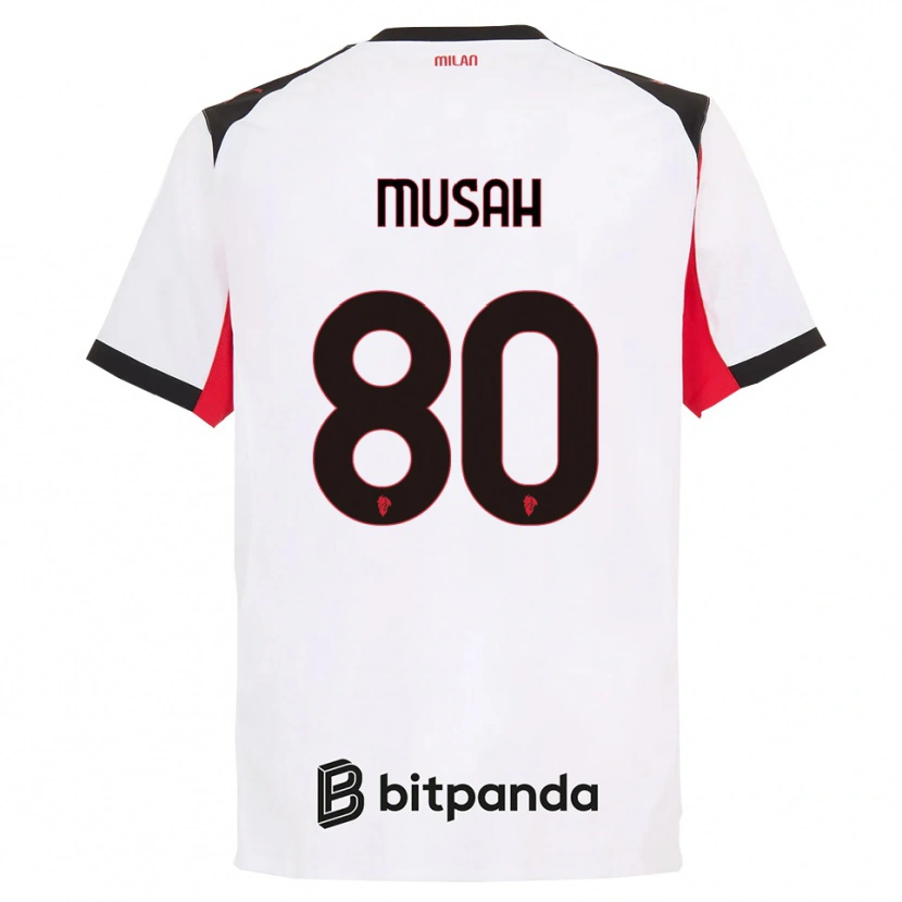 Danxen Niño Camiseta Yunus Musah #80 Blanco Negro 2ª Equipación 2025/26 La Camisa