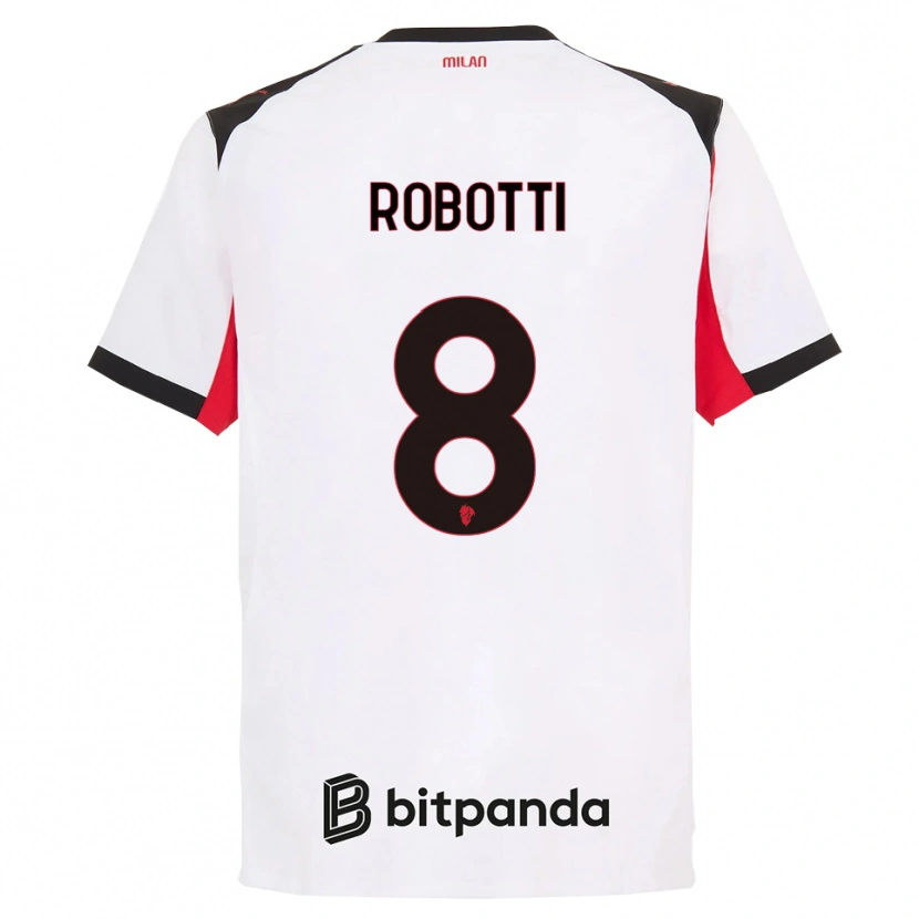 Danxen Niño Camiseta Giovanni Robotti #8 Blanco Negro 2ª Equipación 2025/26 La Camisa