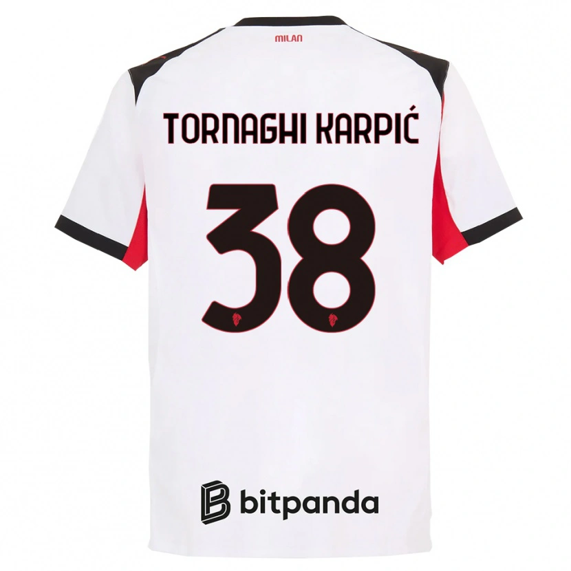 Danxen Niño Camiseta Lavinia Tornaghi Karpić #38 Blanco Negro 2ª Equipación 2025/26 La Camisa