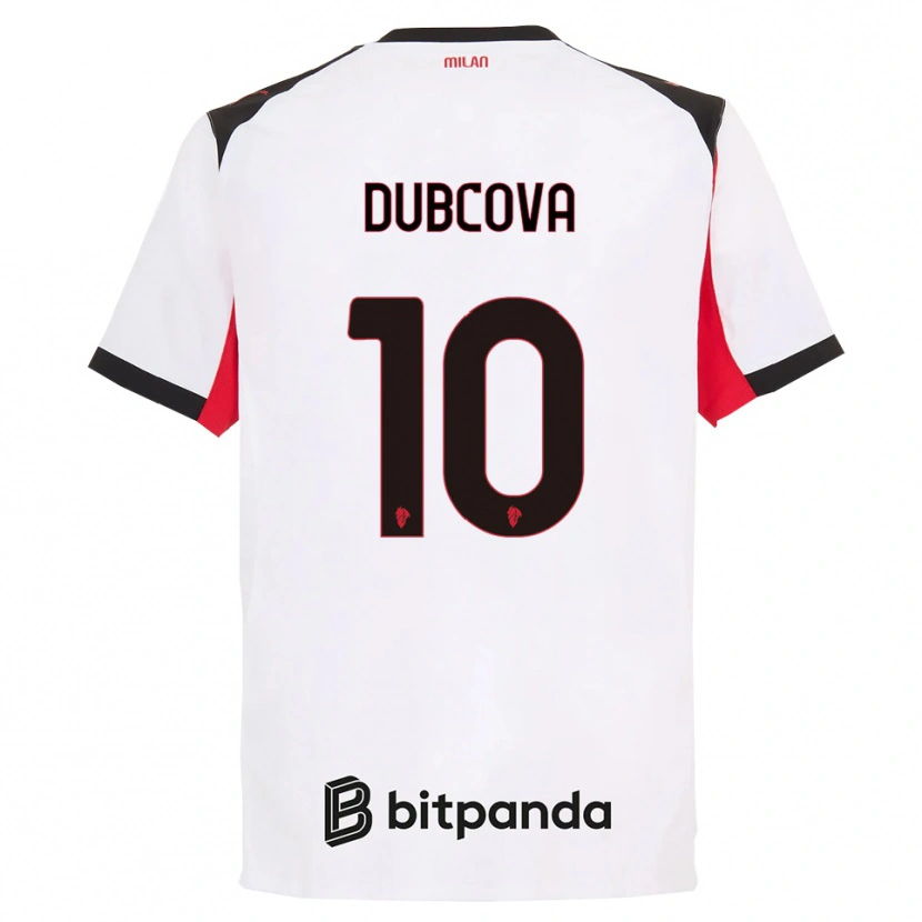 Danxen Niño Camiseta Kamila Dubcova #10 Blanco Negro 2ª Equipación 2025/26 La Camisa