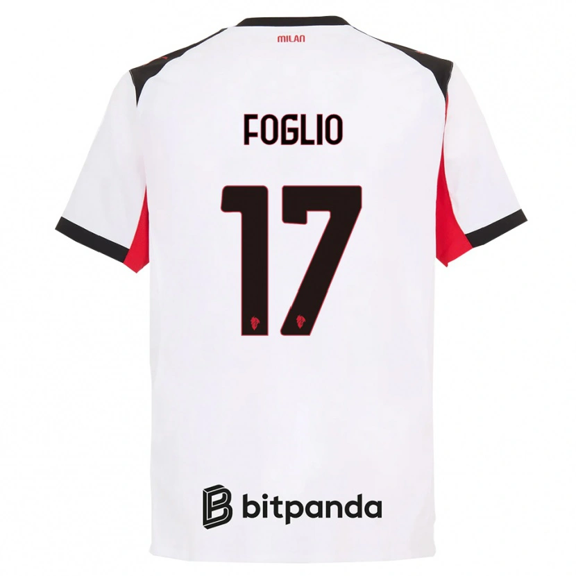 Danxen Niño Camiseta Christian Foglio #17 Blanco Negro 2ª Equipación 2025/26 La Camisa