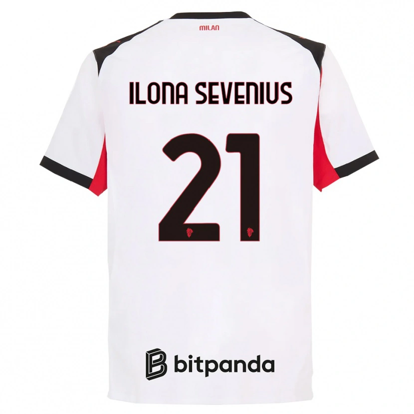 Danxen Niño Camiseta Oona Ilona Sevenius #21 Blanco Negro 2ª Equipación 2025/26 La Camisa
