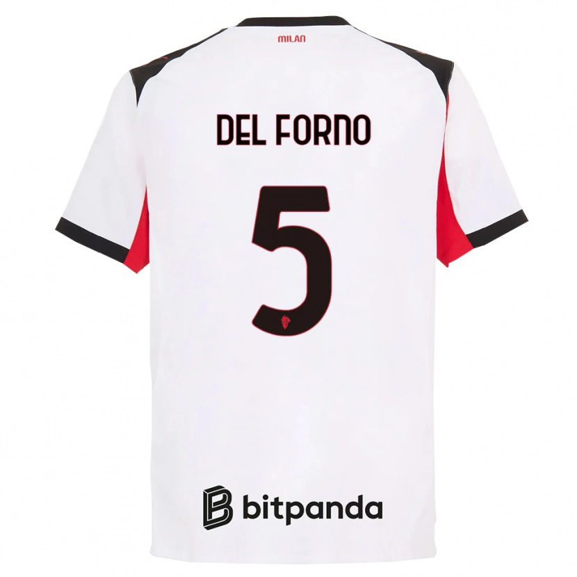 Danxen Niño Camiseta Luca Del Forno #5 Blanco Negro 2ª Equipación 2025/26 La Camisa