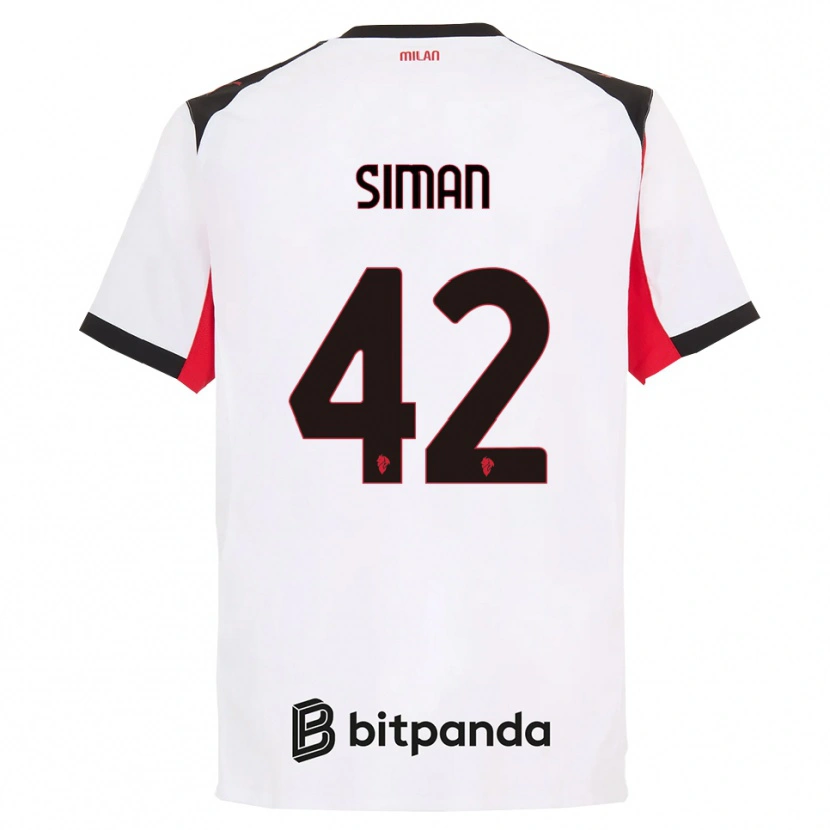 Danxen Niño Camiseta Alexandru Șiman #42 Blanco Negro 2ª Equipación 2025/26 La Camisa