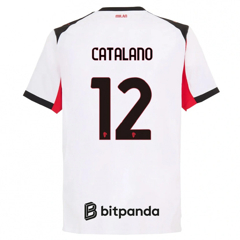 Danxen Niño Camiseta Alessio Catalano #12 Blanco Negro 2ª Equipación 2025/26 La Camisa