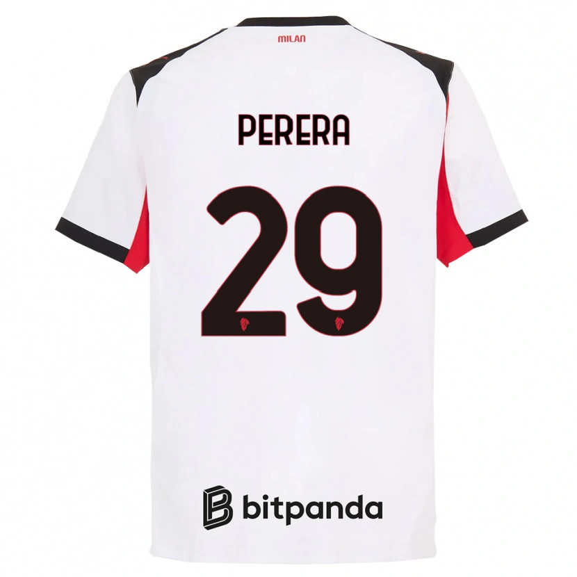 Danxen Niño Camiseta Nirash Perera #29 Blanco Negro 2ª Equipación 2025/26 La Camisa