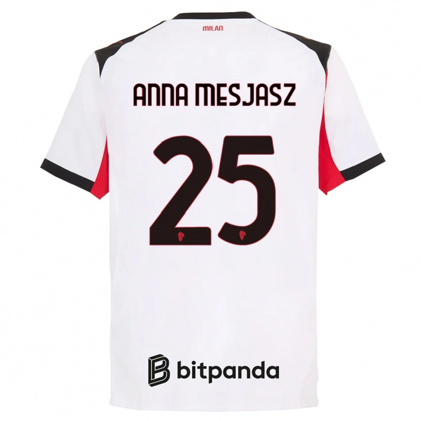 Danxen Niño Camiseta Małgorzata Anna Mesjasz #25 Blanco Negro 2ª Equipación 2025/26 La Camisa