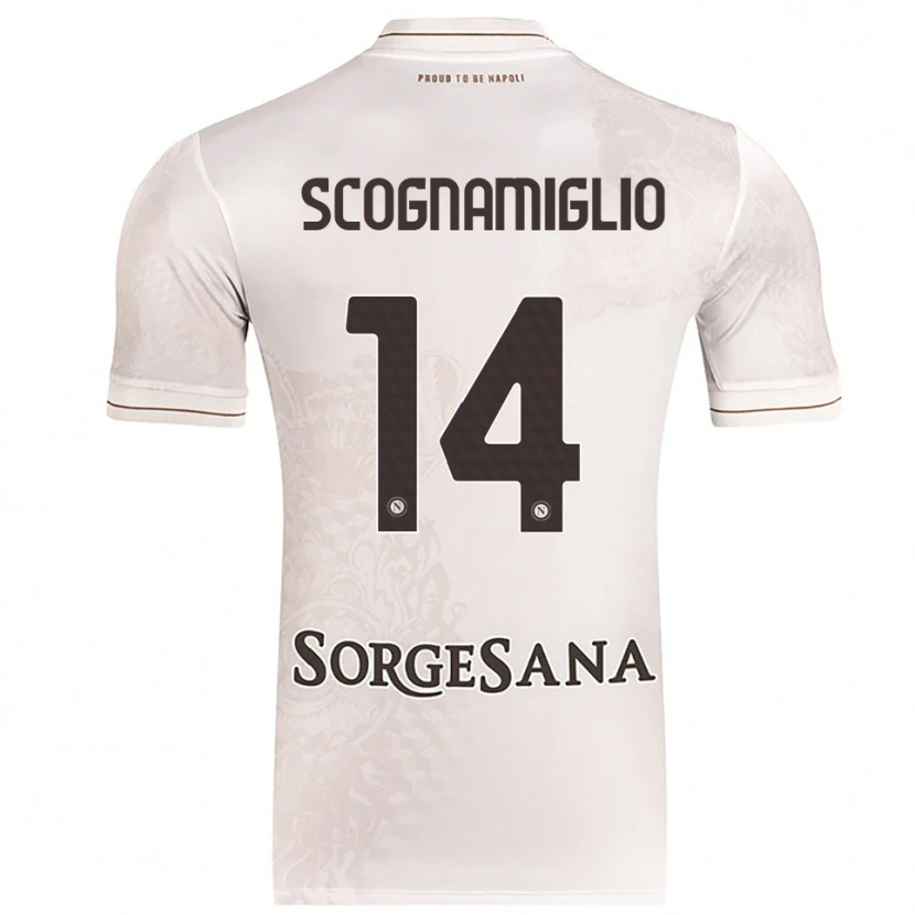 Danxen Niño Camiseta Fabio Scognamiglio #14 Champán Marrón 2ª Equipación 2025/26 La Camisa