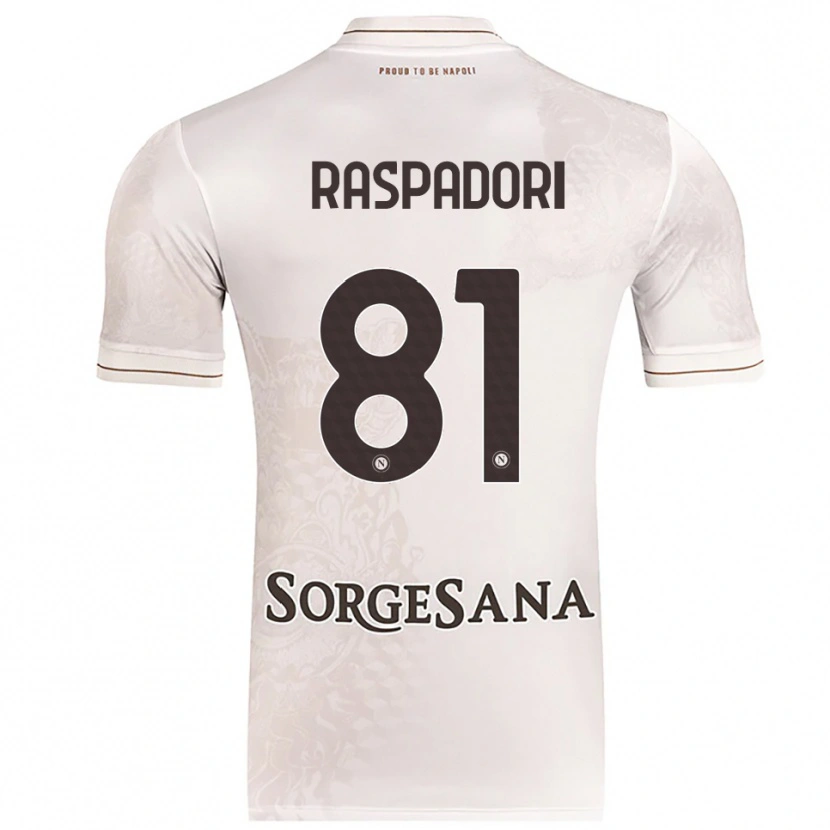 Danxen Niño Camiseta Giacomo Raspadori #81 Champán Marrón 2ª Equipación 2025/26 La Camisa