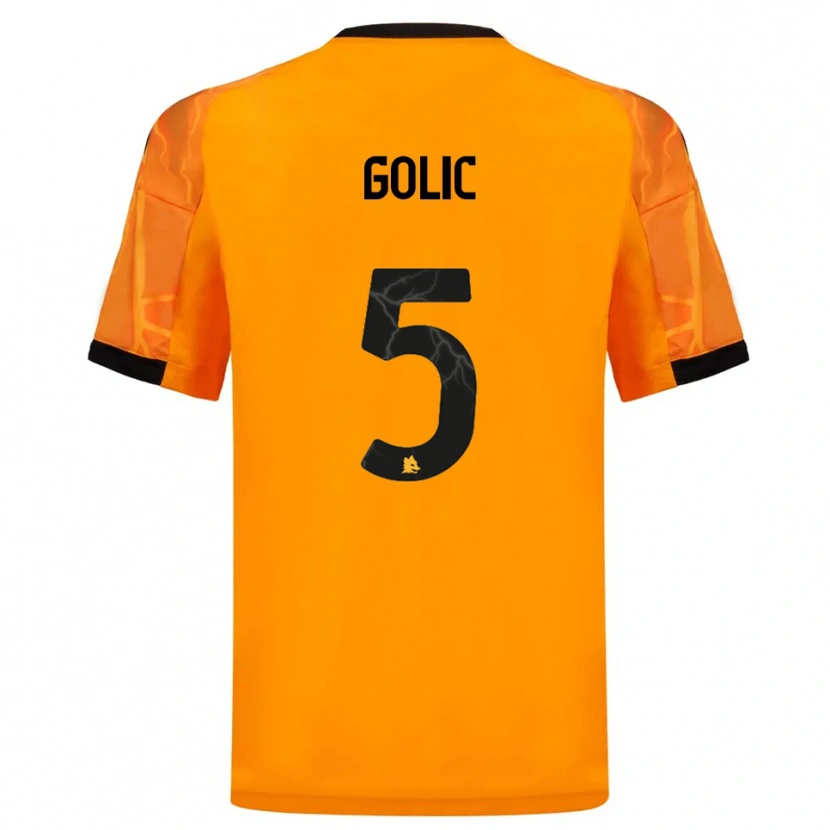 Danxen Niño Camiseta Lovro Golic #5 Naranja Negro 2ª Equipación 2025/26 La Camisa