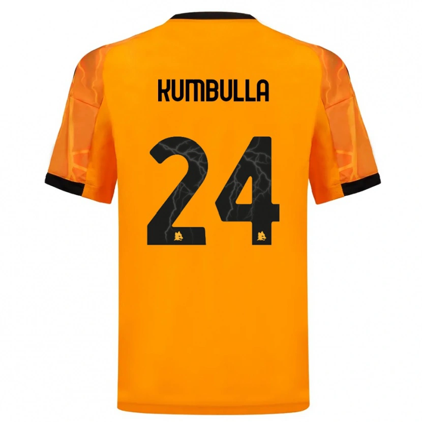Danxen Niño Camiseta Marash Kumbulla #24 Naranja Negro 2ª Equipación 2025/26 La Camisa