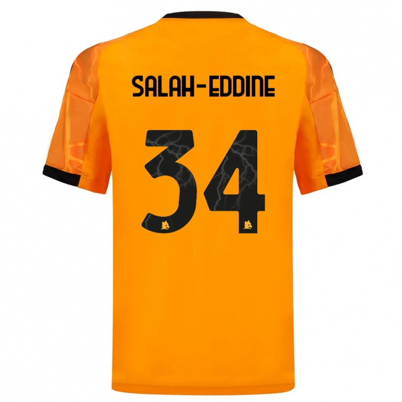 Danxen Niño Camiseta Anass Salah-Eddine #34 Naranja Negro 2ª Equipación 2025/26 La Camisa