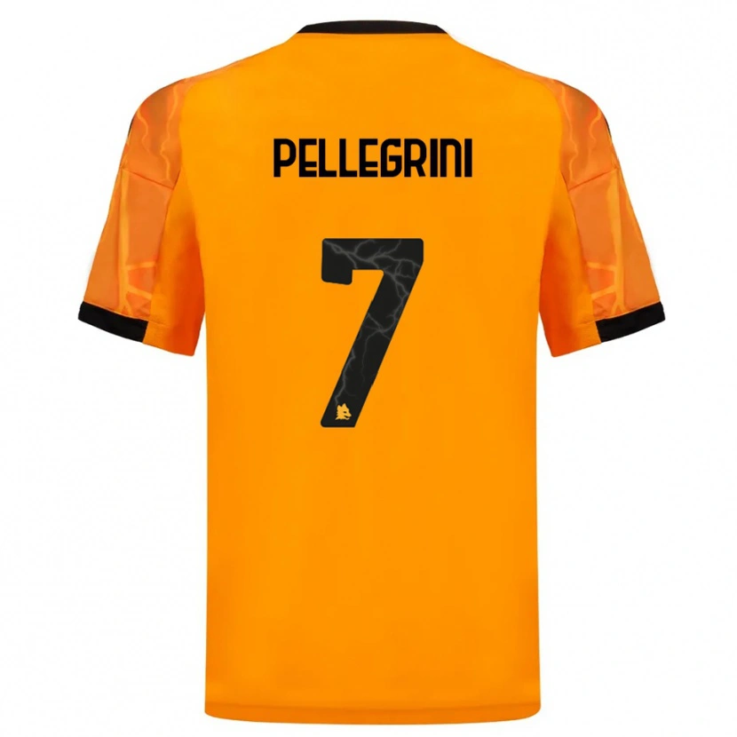 Danxen Niño Camiseta Lorenzo Pellegrini #7 Naranja Negro 2ª Equipación 2025/26 La Camisa