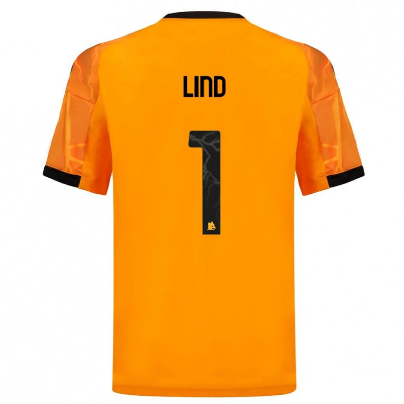 Danxen Niño Camiseta Emma Lind #1 Naranja Negro 2ª Equipación 2025/26 La Camisa