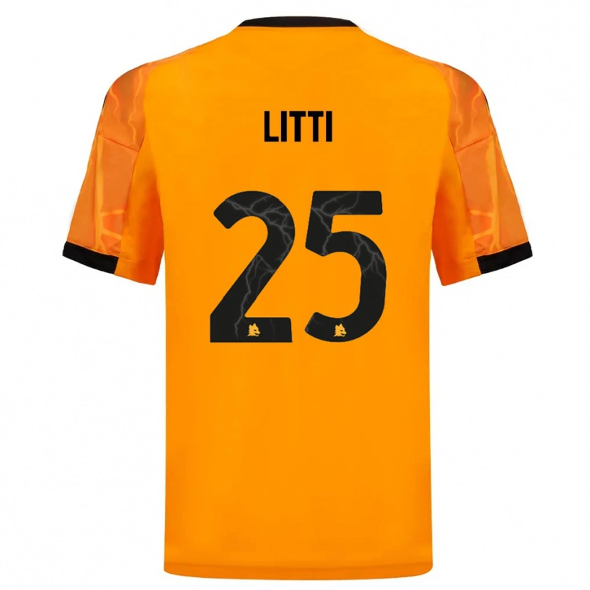 Danxen Niño Camiseta Marco Litti #25 Naranja Negro 2ª Equipación 2025/26 La Camisa