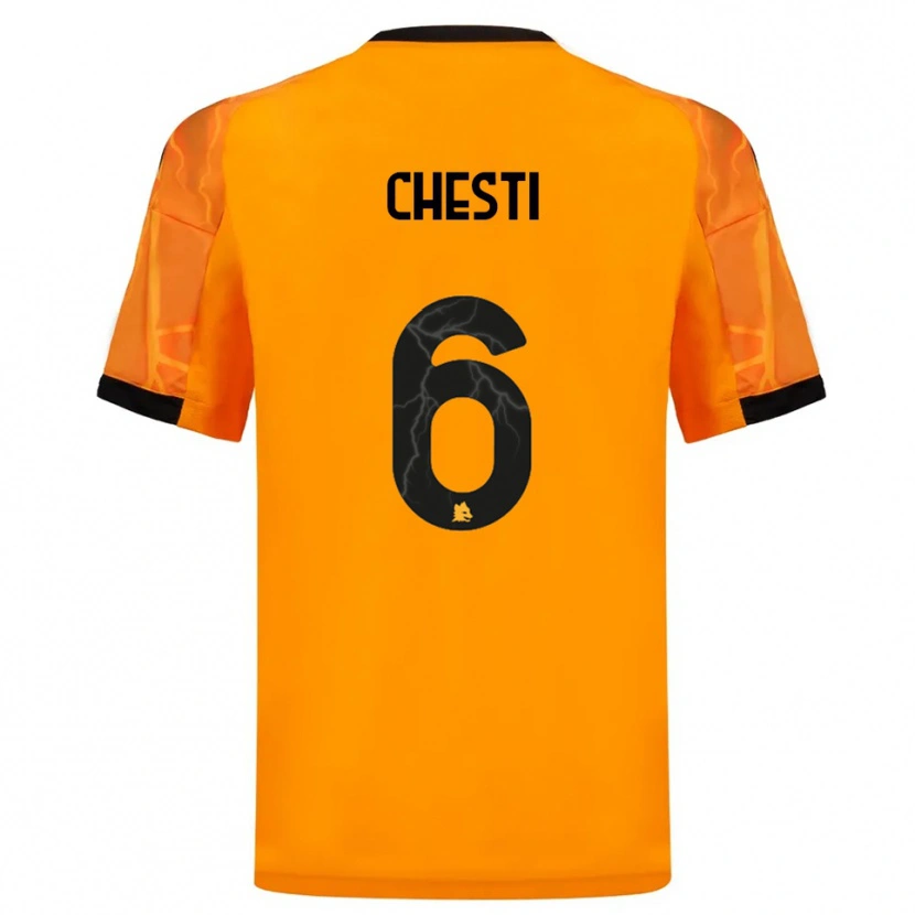 Danxen Niño Camiseta Francesco Chesti #6 Naranja Negro 2ª Equipación 2025/26 La Camisa