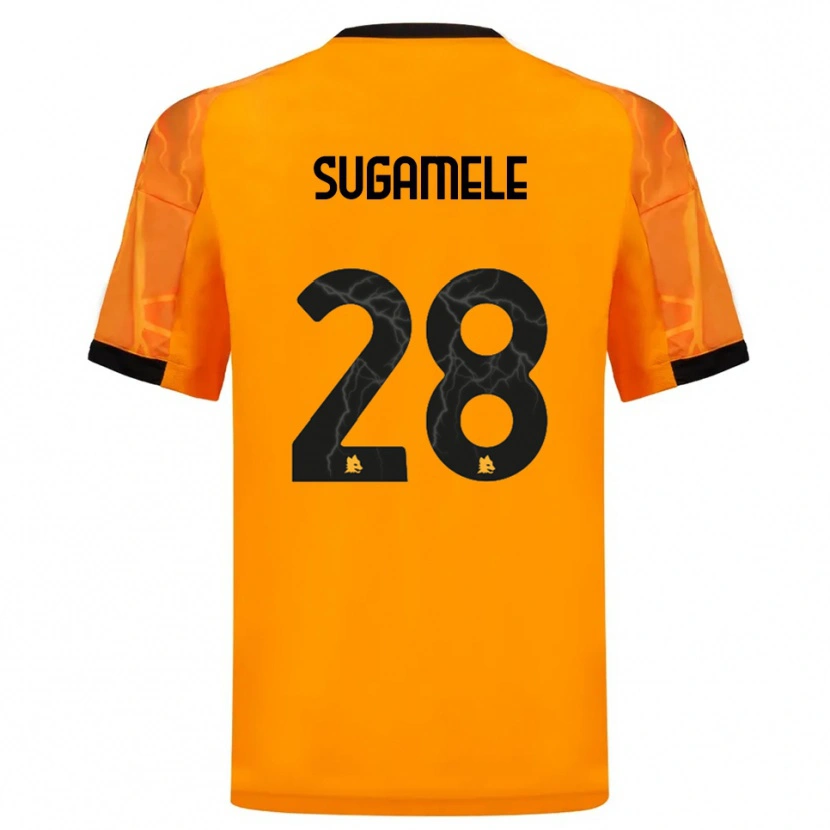 Danxen Niño Camiseta Alessandro Sugamele #28 Naranja Negro 2ª Equipación 2025/26 La Camisa