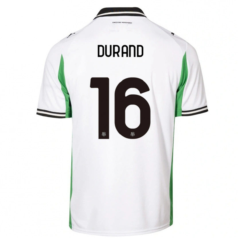 Danxen Niño Camiseta Solène Durand #16 Blanco Verde Negro 2ª Equipación 2025/26 La Camisa