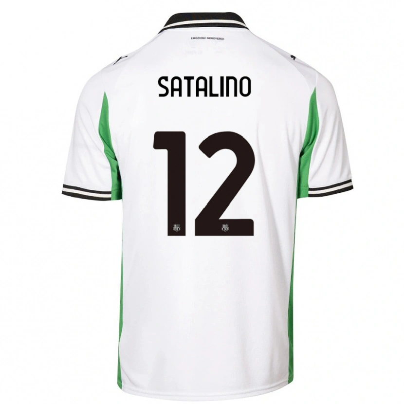 Danxen Niño Camiseta Giacomo Satalino #12 Blanco Verde Negro 2ª Equipación 2025/26 La Camisa