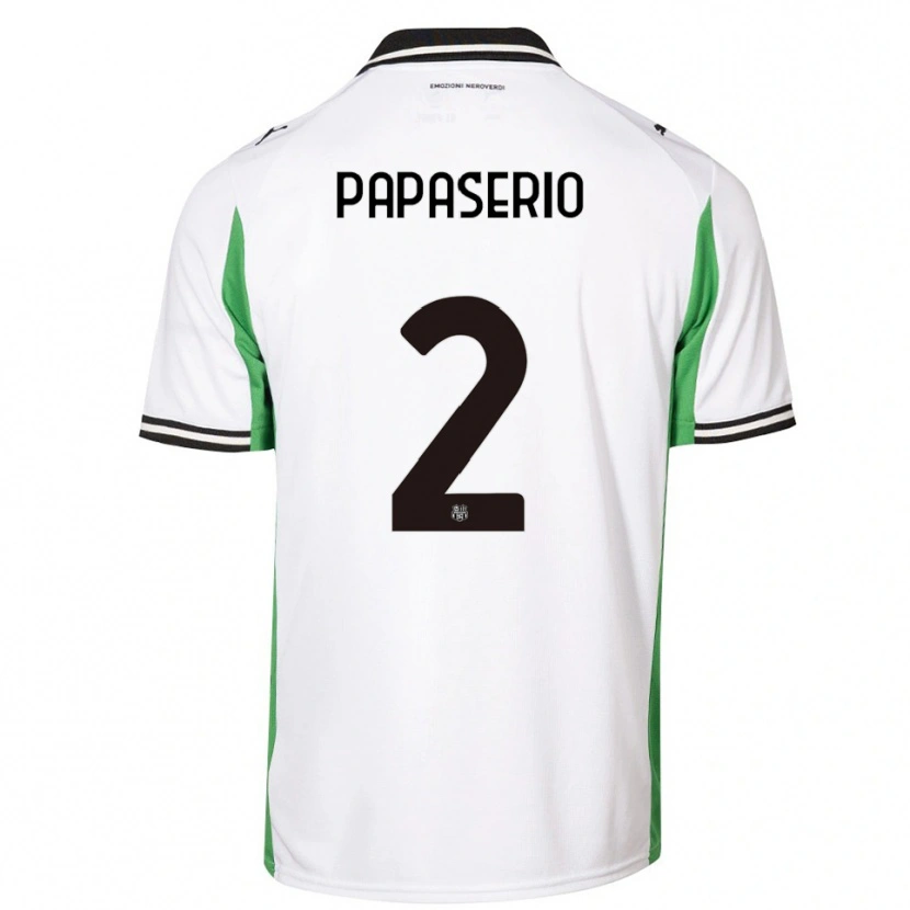 Danxen Niño Camiseta Gabriele Papaserio #2 Blanco Verde Negro 2ª Equipación 2025/26 La Camisa
