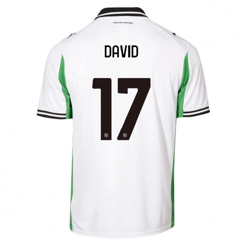 Danxen Niño Camiseta Mario David #17 Blanco Verde Negro 2ª Equipación 2025/26 La Camisa