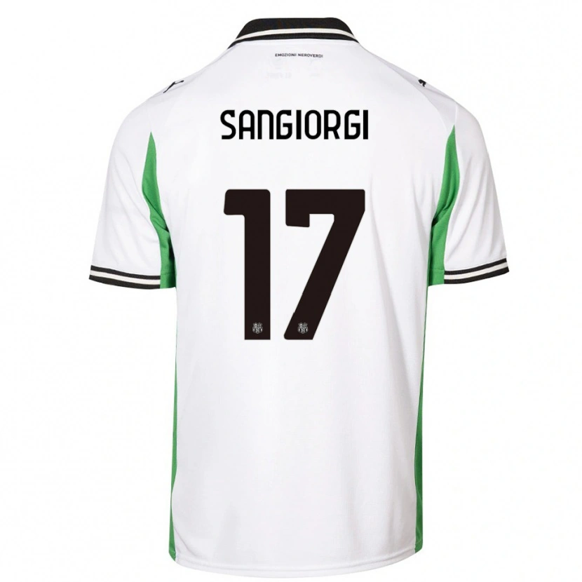 Danxen Niño Camiseta Federico Sangiorgi #17 Blanco Verde Negro 2ª Equipación 2025/26 La Camisa