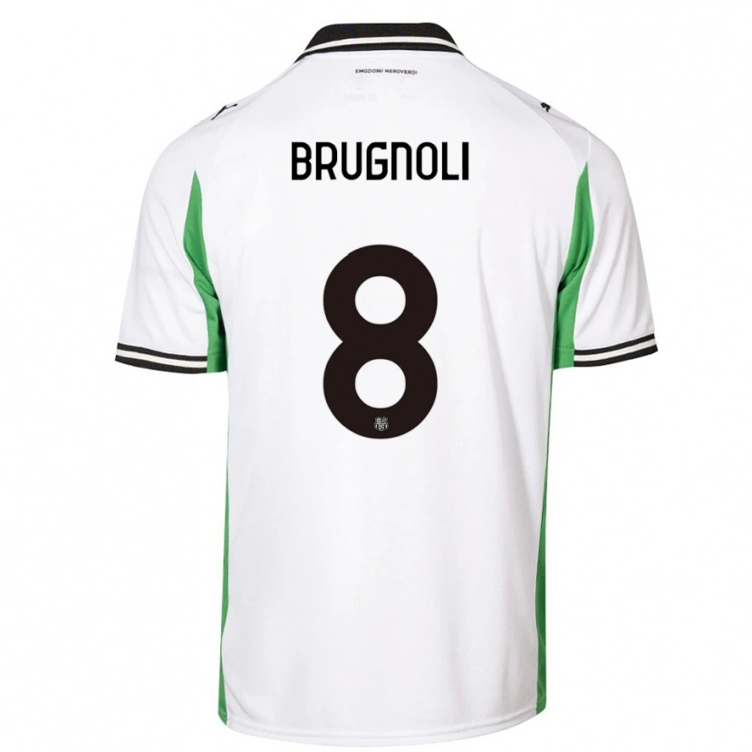 Danxen Niño Camiseta Giuseppe Brugnoli #8 Blanco Verde Negro 2ª Equipación 2025/26 La Camisa