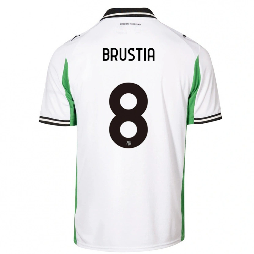 Danxen Niño Camiseta Martina Brustia #8 Blanco Verde Negro 2ª Equipación 2025/26 La Camisa