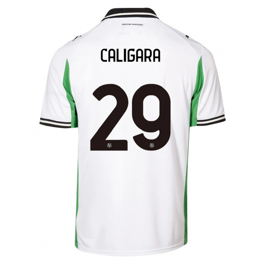 Danxen Niño Camiseta Fabrizio Caligara #29 Blanco Verde Negro 2ª Equipación 2025/26 La Camisa