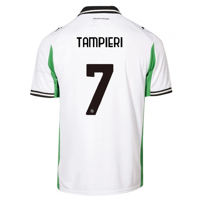 Danxen Niño Camiseta Diego Tampieri #7 Blanco Verde Negro 2ª Equipación 2025/26 La Camisa
