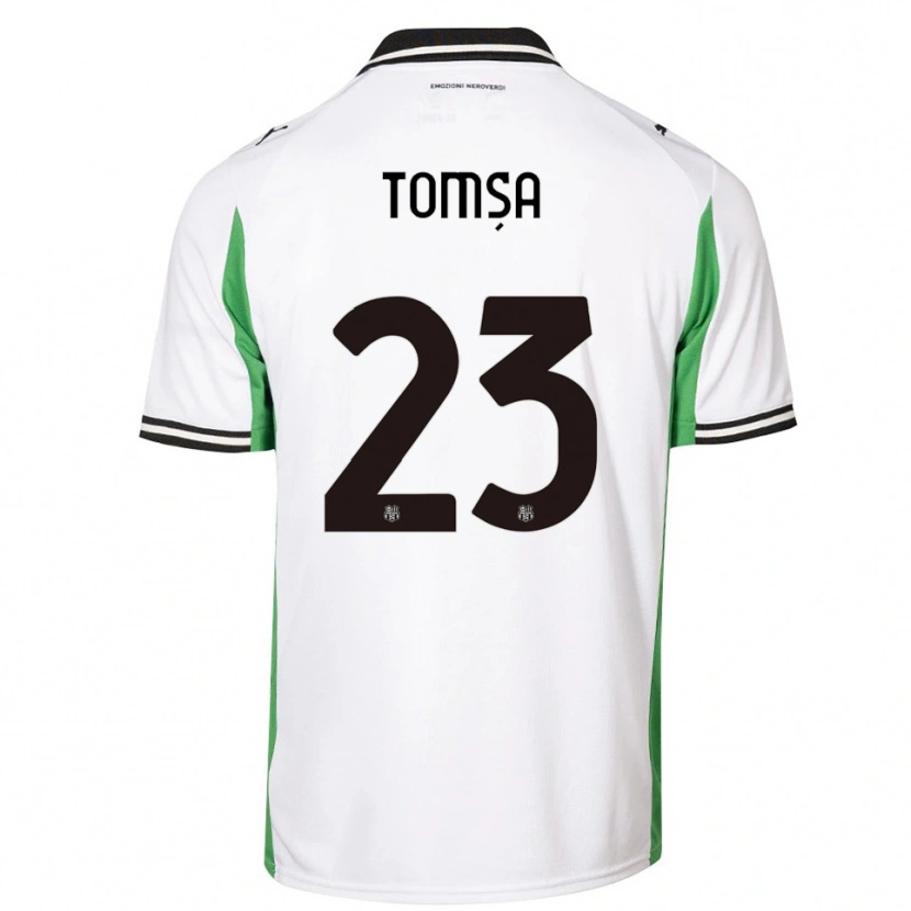 Danxen Niño Camiseta Troy Tomșa #23 Blanco Verde Negro 2ª Equipación 2025/26 La Camisa
