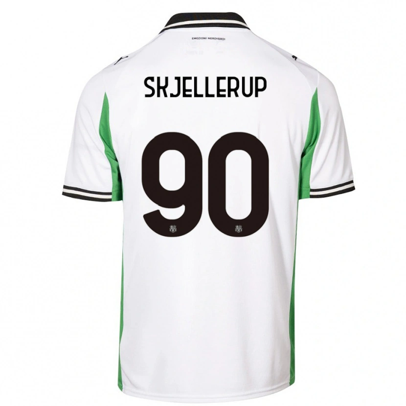 Danxen Niño Camiseta Laurs Skjellerup #90 Blanco Verde Negro 2ª Equipación 2025/26 La Camisa