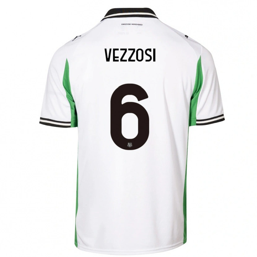 Danxen Niño Camiseta Giorgio Vezzosi #6 Blanco Verde Negro 2ª Equipación 2025/26 La Camisa