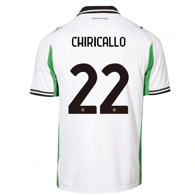 Danxen Niño Camiseta Giovanni Chiricallo #22 Blanco Verde Negro 2ª Equipación 2025/26 La Camisa