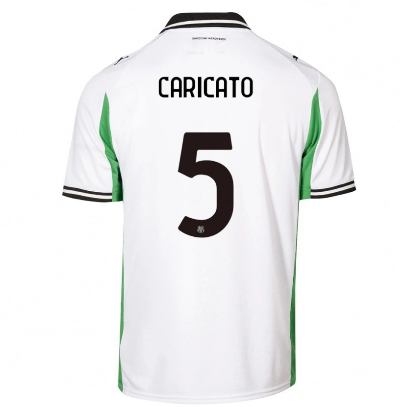 Danxen Niño Camiseta Tiziano Caricato #5 Blanco Verde Negro 2ª Equipación 2025/26 La Camisa