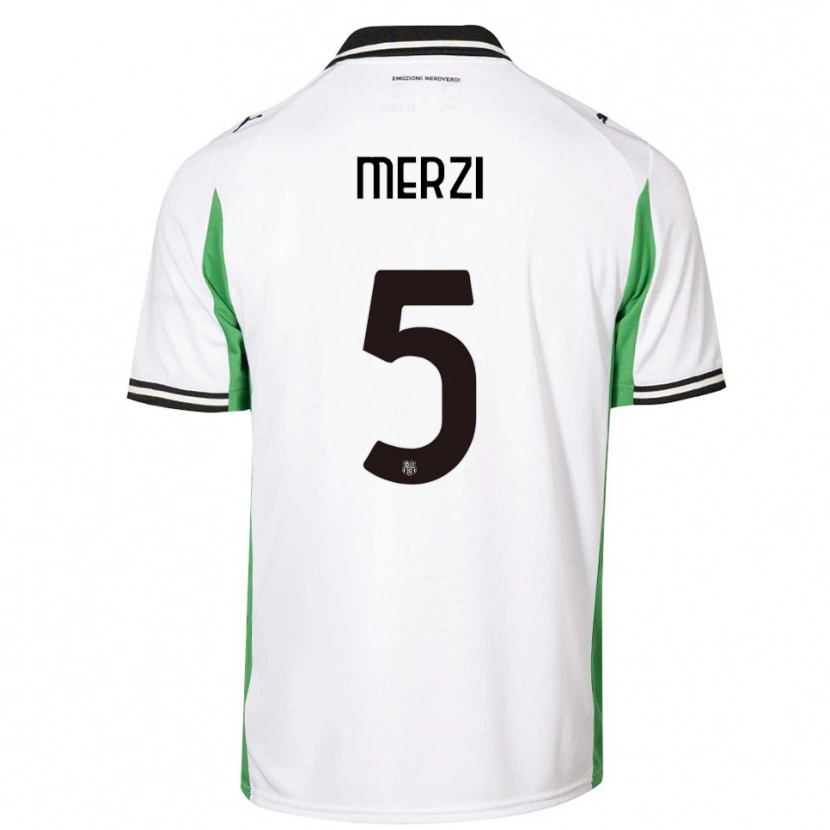 Danxen Niño Camiseta Matteo Merzi #5 Blanco Verde Negro 2ª Equipación 2025/26 La Camisa