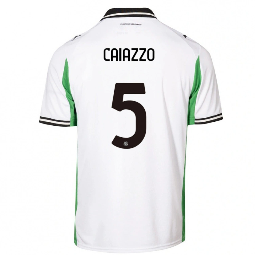 Danxen Niño Camiseta Sara Caiazzo #5 Blanco Verde Negro 2ª Equipación 2025/26 La Camisa