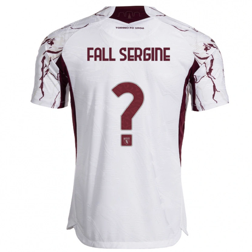 Danxen Niño Camiseta Fallou Fall Sergine #0 Blanco Borgoña 2ª Equipación 2025/26 La Camisa