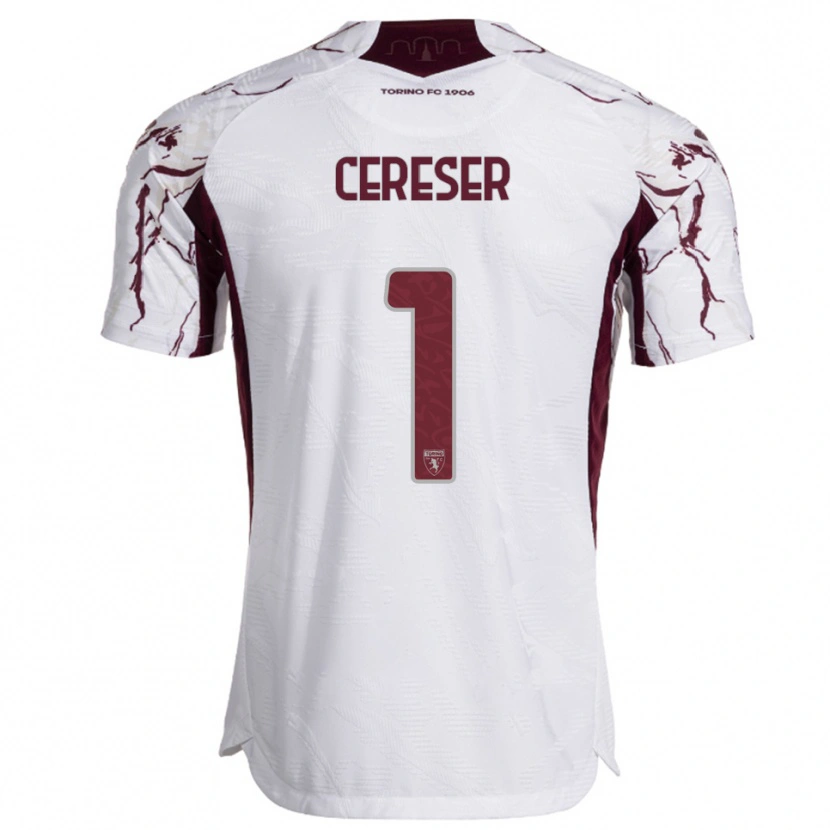 Danxen Niño Camiseta Francesco Cereser #1 Blanco Borgoña 2ª Equipación 2025/26 La Camisa
