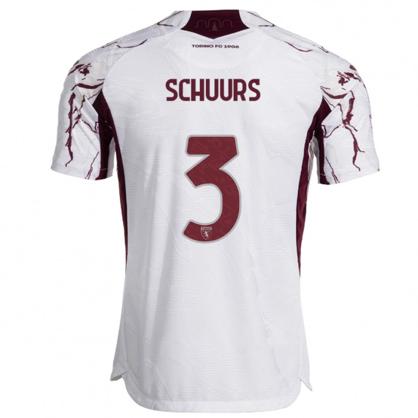 Danxen Niño Camiseta Perr Schuurs #3 Blanco Borgoña 2ª Equipación 2025/26 La Camisa