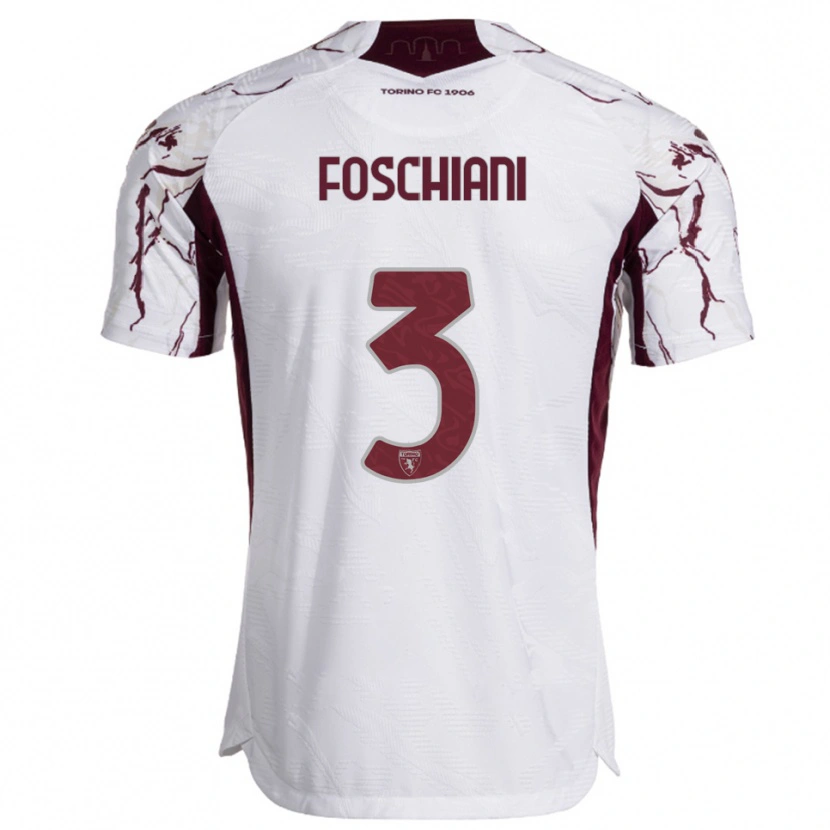 Danxen Niño Camiseta Francesco Foschiani #3 Blanco Borgoña 2ª Equipación 2025/26 La Camisa