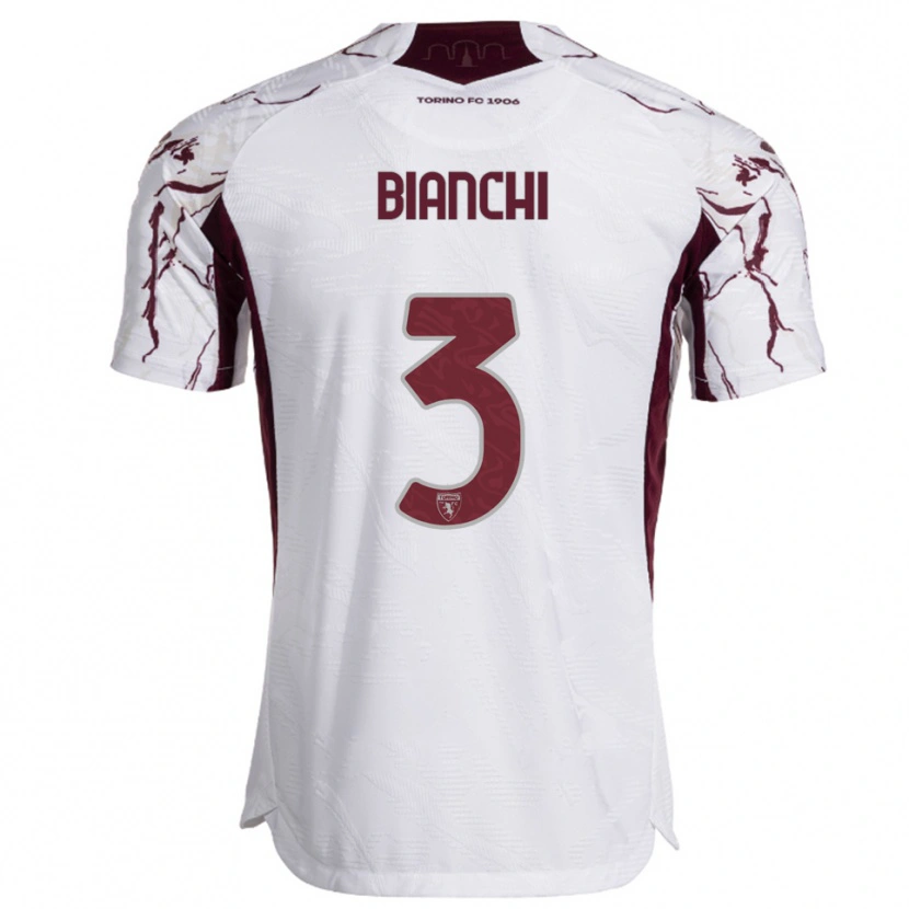 Danxen Niño Camiseta Riccardo Bianchi #3 Blanco Borgoña 2ª Equipación 2025/26 La Camisa