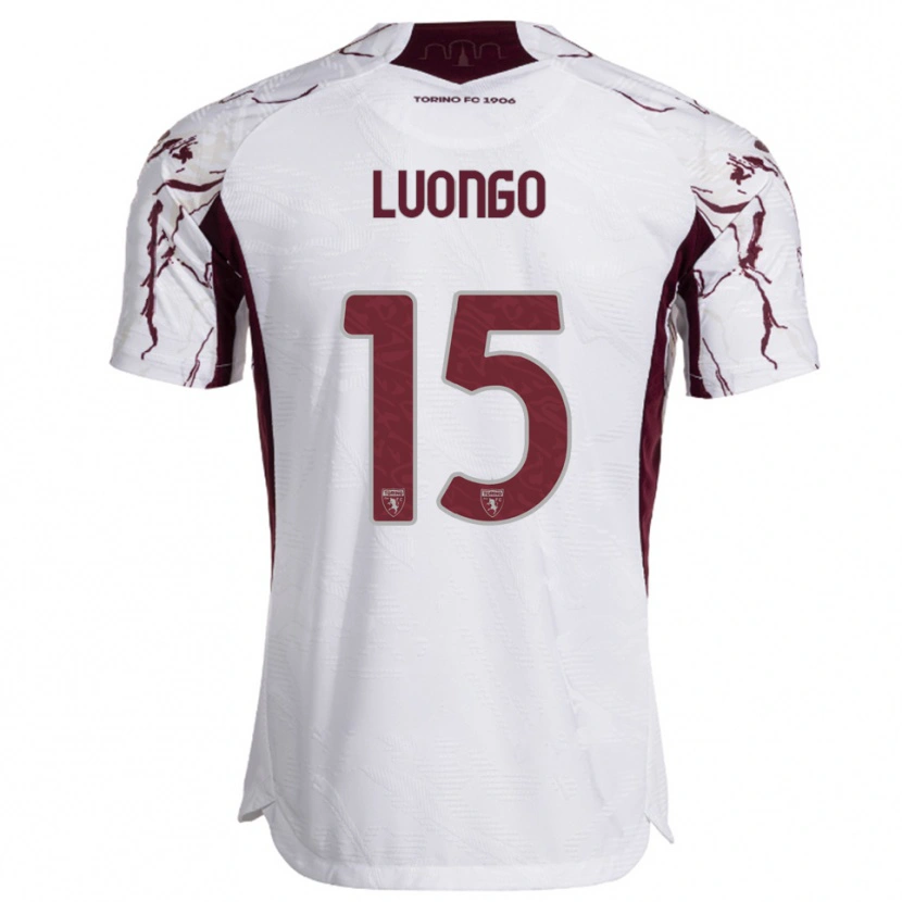 Danxen Niño Camiseta Andrea Luongo #15 Blanco Borgoña 2ª Equipación 2025/26 La Camisa