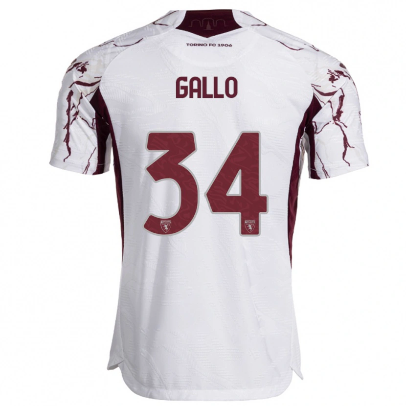 Danxen Niño Camiseta Tommaso Gallo #34 Blanco Borgoña 2ª Equipación 2025/26 La Camisa