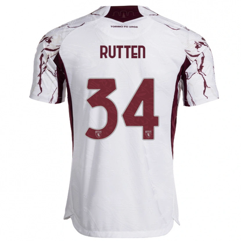 Danxen Niño Camiseta Jill Rutten #34 Blanco Borgoña 2ª Equipación 2025/26 La Camisa